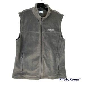 Columbia Size Large Men's Gray Fleece Full Zip Vest